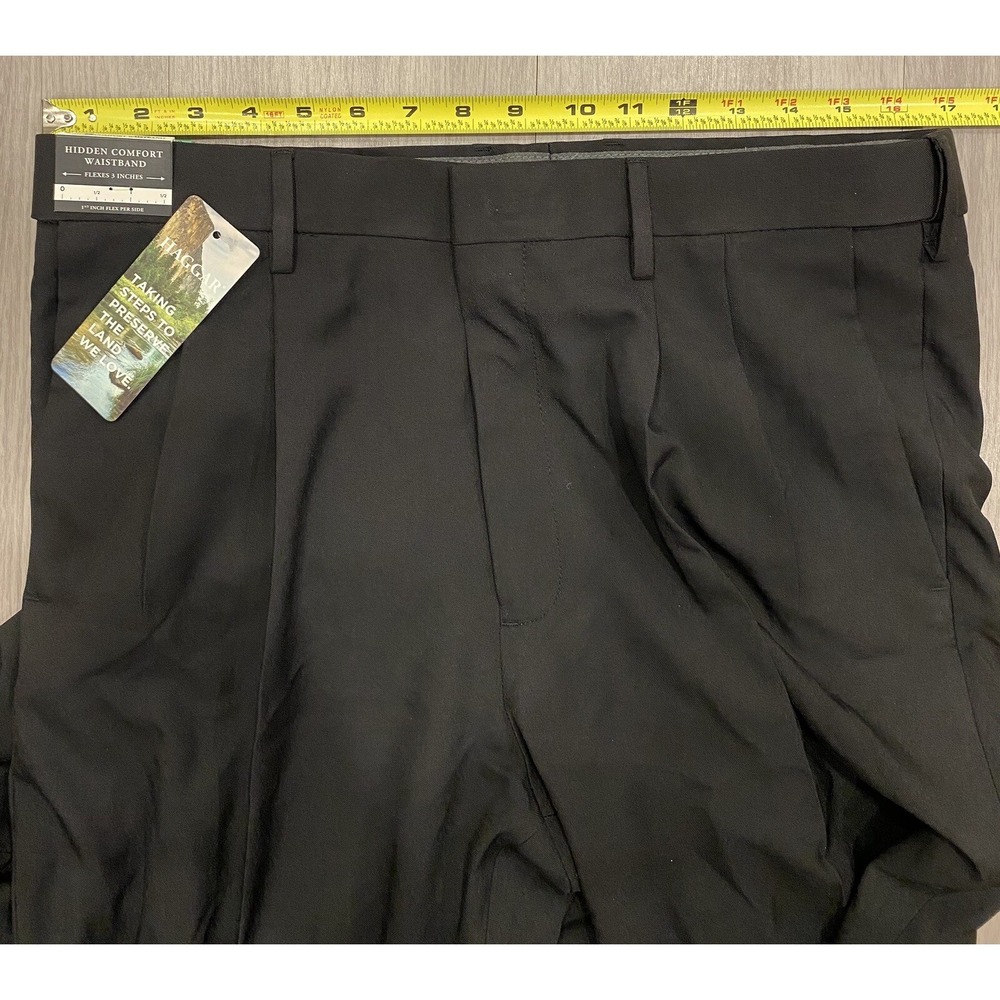 Haggar Clothing Men's Dress Pants Black Classic Fit Pleated Front Sz 34X32 $90‎ - Picture 5 of 7